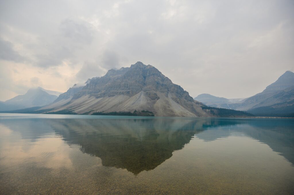 Still lake reflecting the sky