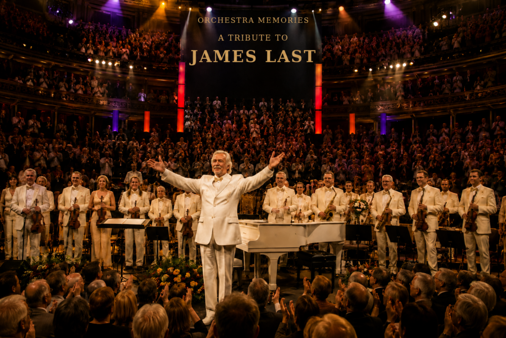 A fictional orchestra performing a tribute to James Last 