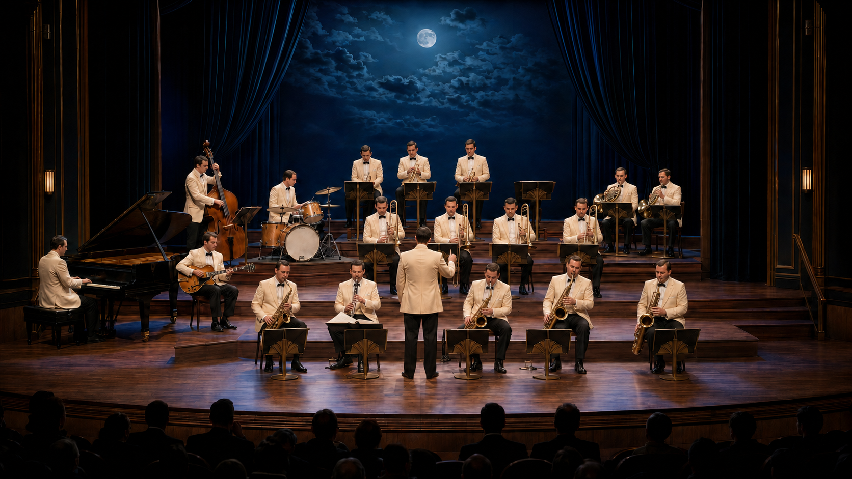 A fictional third-party orchestra performing a swing-era tribute concert in honor of Glenn Miller.